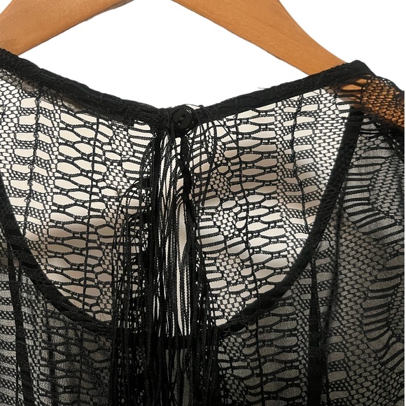 Zara Black Fringed Lace Back Romper - Picture 12 of 15